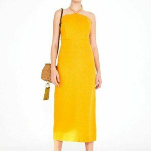 Farm Rio Festone Yellow Linen Halter Midi Dress M